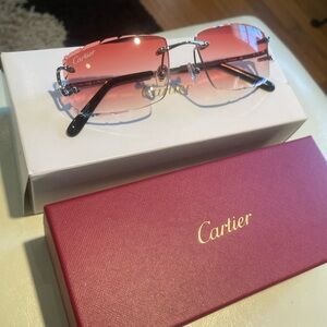 Cartier Glasses Custom Red Tint Diamond Cut